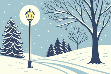 Winter cabin scene in snowy mountain landscape