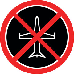Obraz premium Do not fly icon. Prohibited stop airplane symbol vector