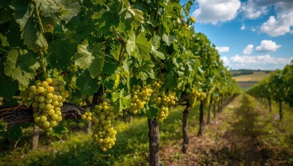 Fototapeta premium Grapes cultivated in a prominent Central European wine region