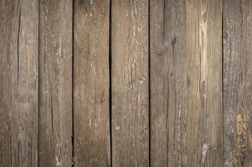 Naklejka premium Aged wooden barn plank featuring chipped paint and organic hues, highlighting its natural grain and rugged appeal, ideal for rustic home decoration or artistic projects.