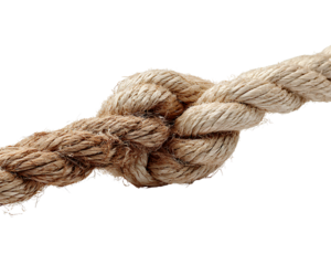 transparent background two pieces of rope pulling away from each other, isolated