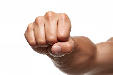 Triple male fists shown separately on white background