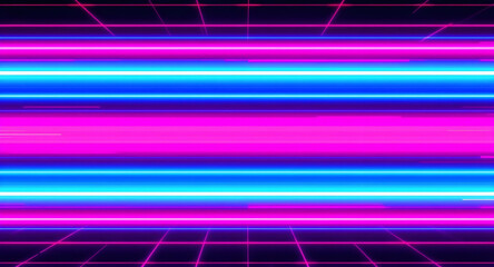 A vibrant stripe background with alternating neon pink and electric blue bands, reminiscent of 1980s arcade aesthetics create with ai