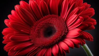 a red gerbera daisy in a black and red palette