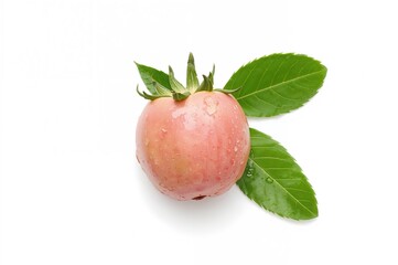 Raw Syzygium jambos fruit isolated on a white backdrop