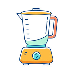 Stylized cartoon illustration of a kitchen blender with colorful accents