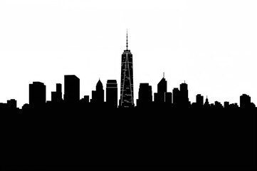 Fototapeta premium A towering building on a bustling metropolitan street forms the silhouette of an urban skyline, creating a perfect background for a business concept.