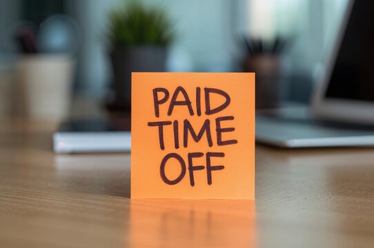 The orange sticky note displaying PTO symbolizes Paid Time Off