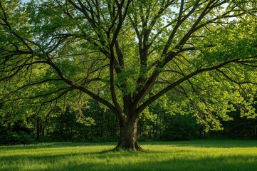 Fototapeta premium Verdant Tree in Early Season