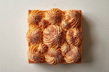 Top View of a Square Layered Napoleon Pastry