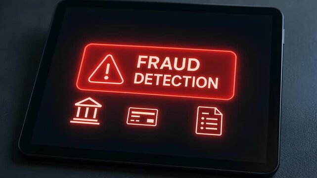 Banking Fraud Detection Alert On Tablet Screen