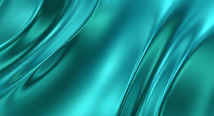 Abstract teal green flowing fabric texture with subtle light reflections