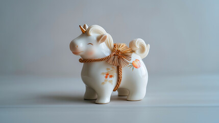 可愛い白馬の干支の置き物