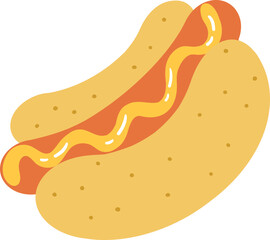 cute hotdog sausage sandwich fast food vector cartoon illustration