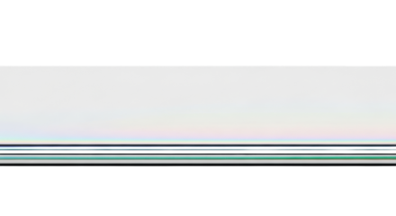 A perfectly horizontal, shimmering opalescent liquid metal layer, silver with blue-green iridescence and a razor-sharp edge, on a transparent background with copy space, advanced material concept