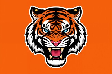 Fototapeta premium Fierce tiger visage created with AI technology