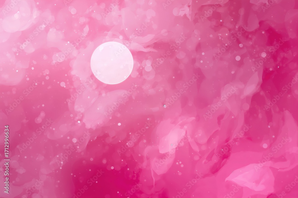 Poster diffuse lights producing a sparkling glow on a rose-colored abstract backdrop.