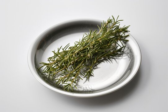 Silver Tray Holding Dried Rosemary
