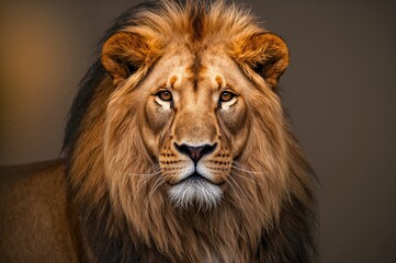 Obraz premium Stunning close-up of a majestic male lion