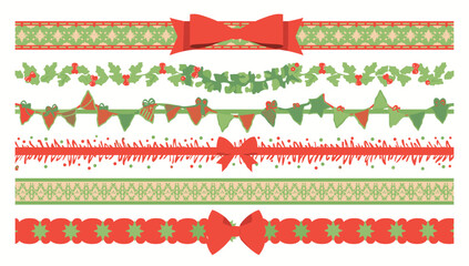 Christmas borders holiday ribbon decorative garland festive xmas design elements scrapbook vector graphic
