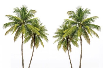 Obraz premium Tall palm trees stand against a plain white background