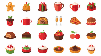 Delicious christmas sweets and desserts collection gingerbread cake cupcake pie and more festive treat icons