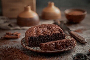 Fototapeta premium A close-up vertical photo of mouthwatering brownies arranged on a surface