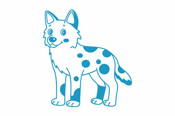 Adorable blue cartoon spotted dog standing confidently with a cheerful expression