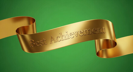 Celebrate ultimate success with this elegant golden ribbon announcing 'Best Achievement' award