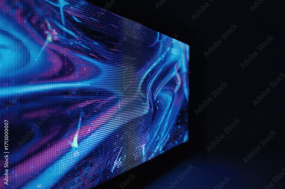 Poster abstract led display with textured backdrop
