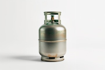 3 kg LPG fuel tank with white backdrop, kitchen, green, cooking, energy, metal, vintage