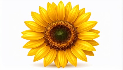 Fototapeta premium Detailed studio shot of a fully blossomed sunflower on a clean white background