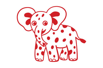 Animated elephant stands cheerfully with red polka dots on its white body