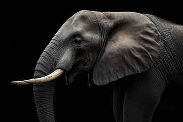 Elephant from Africa Against a Dark Backdrop