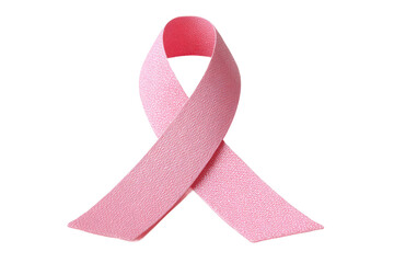Pink ribbon symbolizing breast cancer awareness and support, cut out