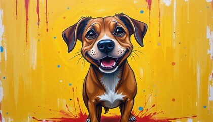 Dog Portrait with Paint Splatter