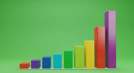 Colorful bar graph shows increasing financial growth and positive business performance on a vibrant background