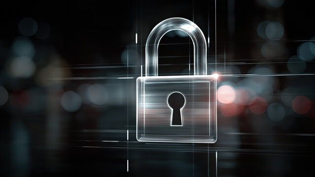 Transparent Glass Padlock with Futuristic Light Effects