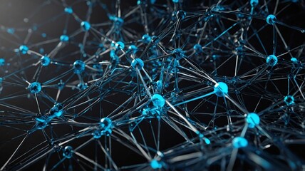 Abstract representation of interconnected blue nodes and networks in a digital space.