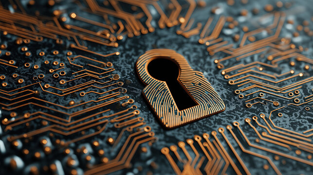 Circuit Board Keyhole with Digital Fingerprint Pattern