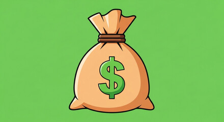Iconic money bag illustration symbolizing wealth, finance, and financial success