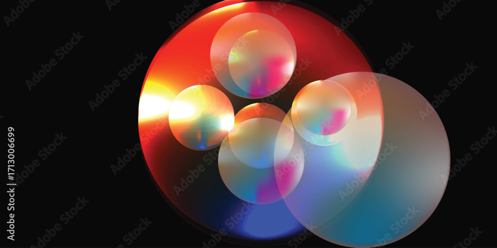 Poster abstract futuristic sphere with glowing gradients on dark gradient background. gradient background v