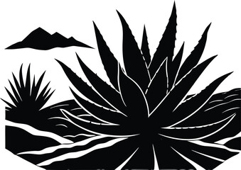 Desert Agave Silhouette Illustration | Desert Plant Vector Design
