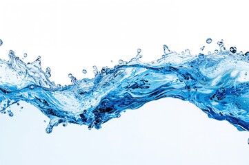 Isolated blue water droplets against a white background created with AI technology