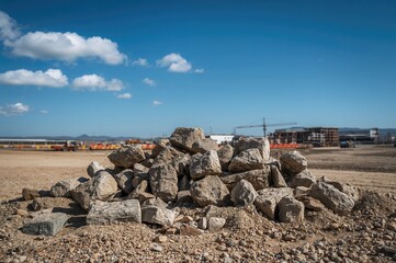 Obraz premium Stack of stones against a sky background