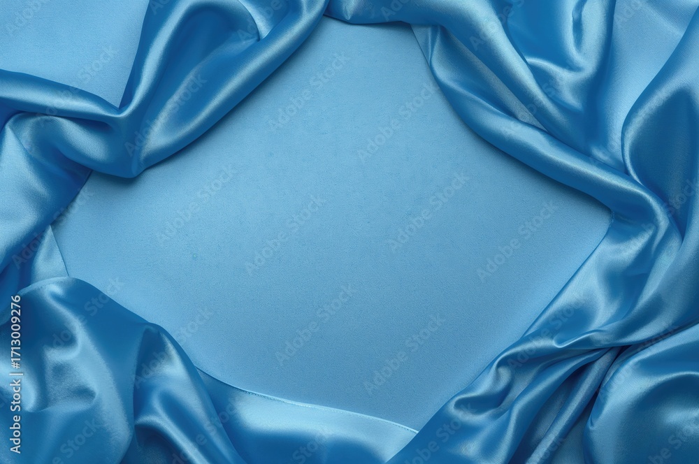 Poster smooth blue satin textile backdrop with gentle folds and ample space for your content.