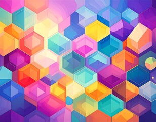 Vibrant, colorful, 3D hexagonal pattern