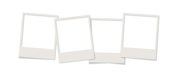  4 polaroid pictures realistic no background close together