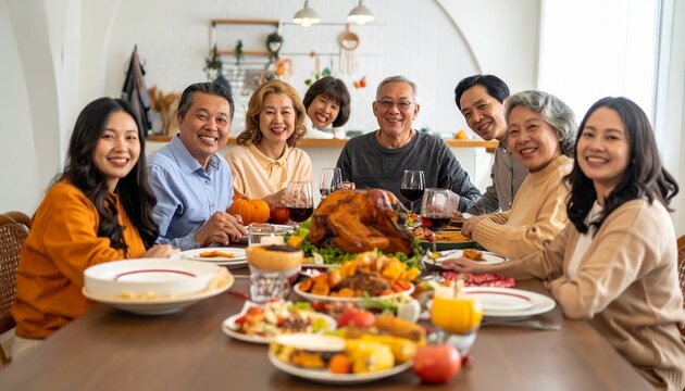 Thanksgiving Traditional multi turkey generational family harvest feast celebration gathering  gratitude dinner