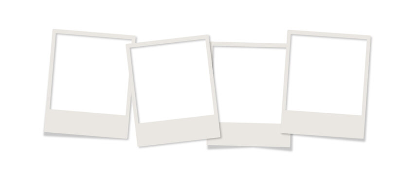  4 polaroid pictures realistic no background close together